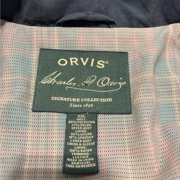 Orvis Dark Green Military Jacket with Brown Leather Details - Picture 9 of 10